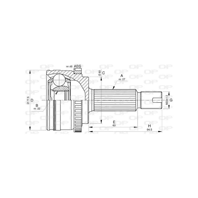 Embout de cardan avant (kit de réparation) OPEN PARTS CVJ5768.10