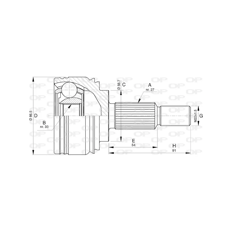 Embout de cardan avant (kit de réparation) OPEN PARTS CVJ5783.10