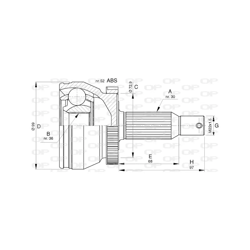 Embout de cardan avant (kit de réparation) OPEN PARTS CVJ5788.10