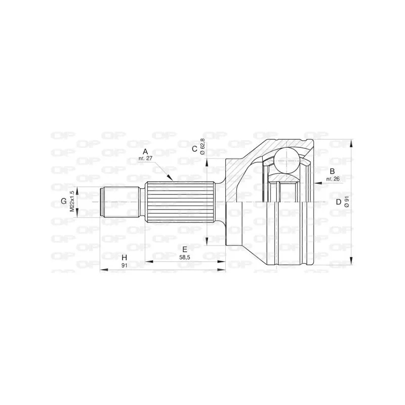 Embout de cardan avant (kit de réparation) OPEN PARTS CVJ5804.10