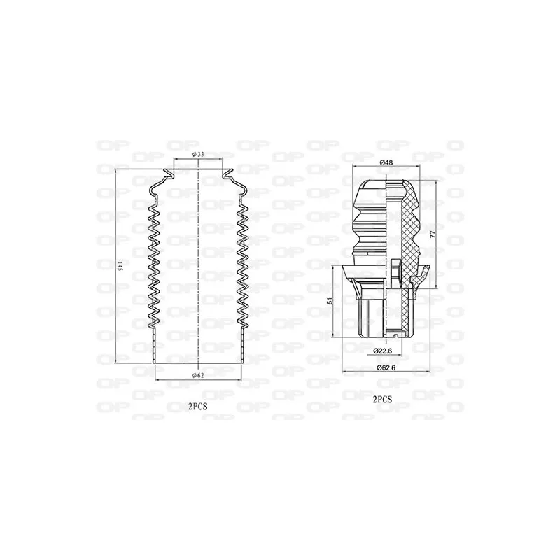 Kit de protection contre la poussière, amortisseur OPEN PARTS DCK5008.04