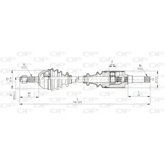 Arbre de transmission avant droit OPEN PARTS DRS6001.00