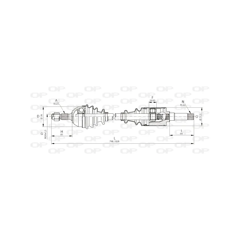 Arbre de transmission avant droit OPEN PARTS DRS6001.00