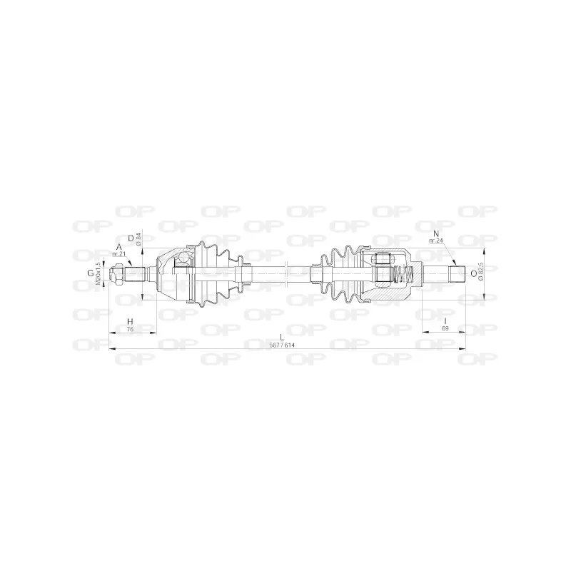 Arbre de transmission avant gauche OPEN PARTS DRS6002.00