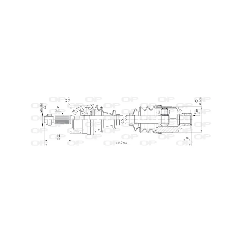 Arbre de transmission avant droit OPEN PARTS DRS6011.00