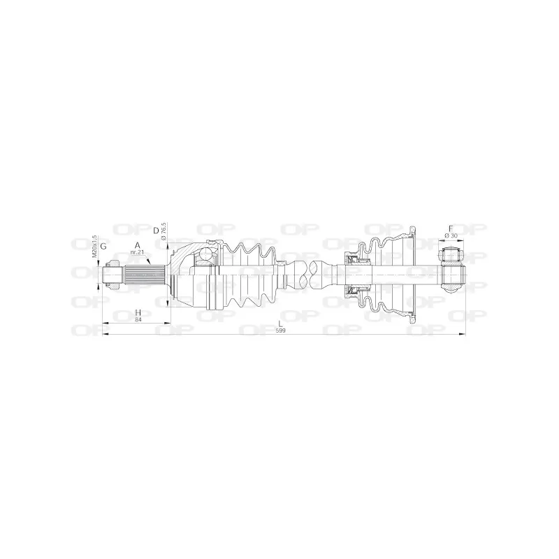 Arbre de transmission avant gauche OPEN PARTS DRS6012.00