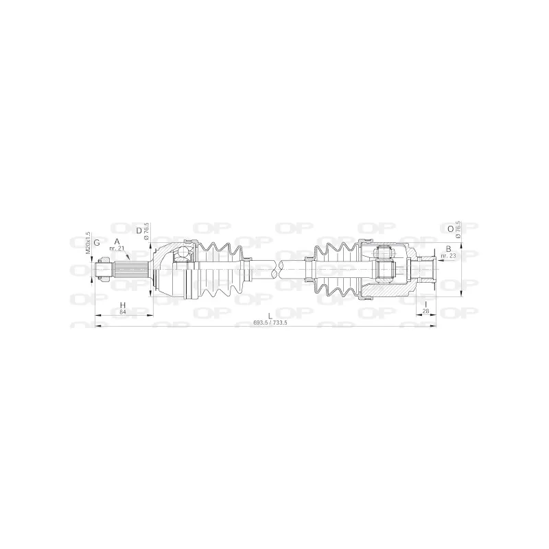 Arbre de transmission avant droit OPEN PARTS DRS6013.00