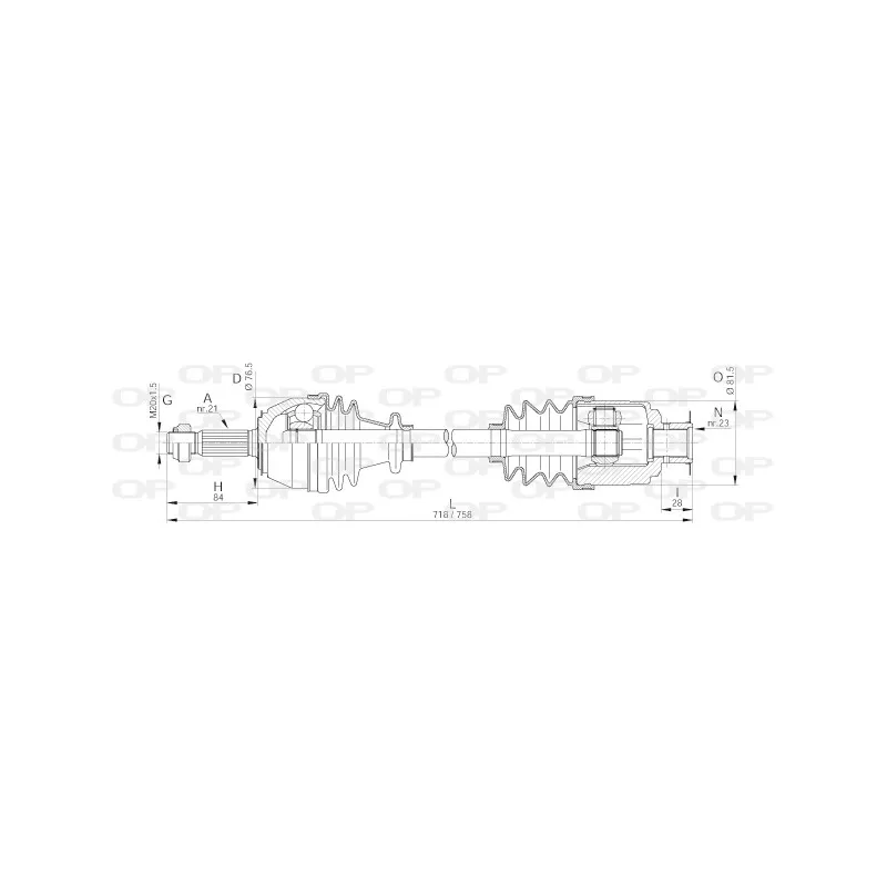 Arbre de transmission avant droit OPEN PARTS DRS6015.00