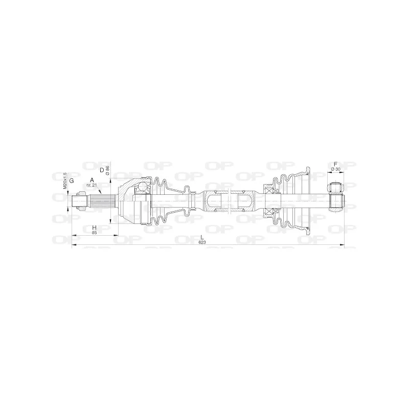 Arbre de transmission avant gauche OPEN PARTS DRS6016.00