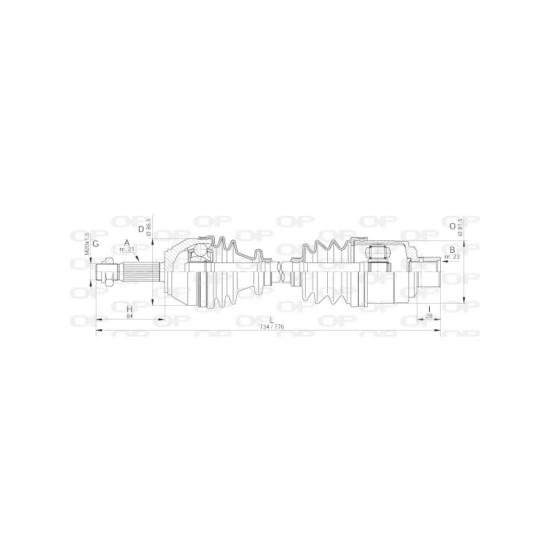 Arbre de transmission avant droit OPEN PARTS DRS6017.00