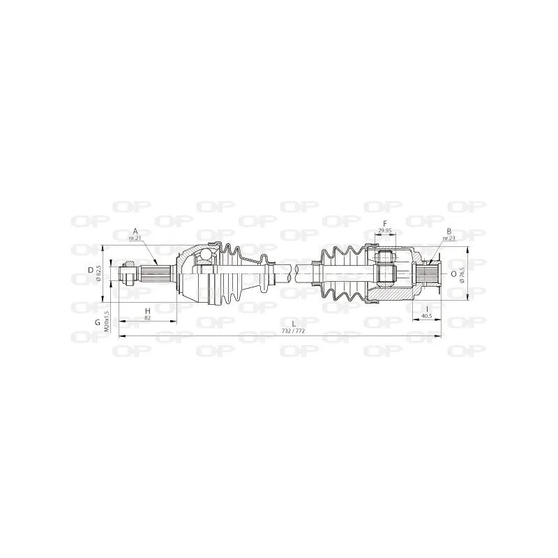Arbre de transmission avant droit OPEN PARTS DRS6021.00