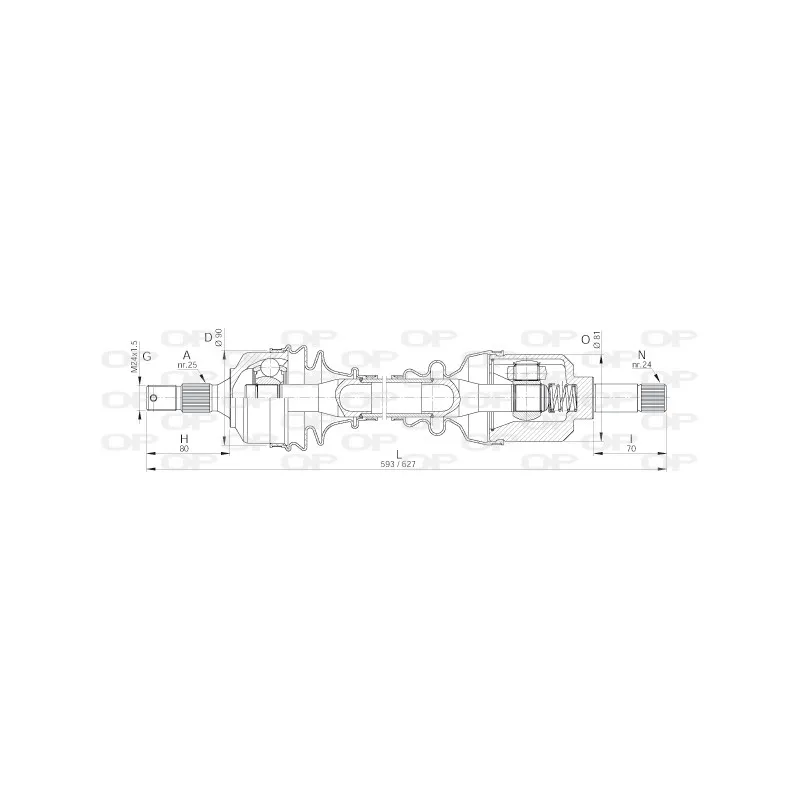 Arbre de transmission avant gauche OPEN PARTS DRS6023.00