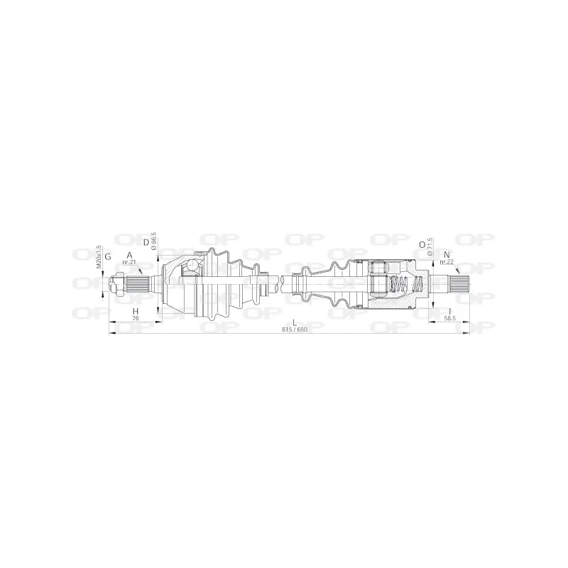 Arbre de transmission avant gauche OPEN PARTS DRS6030.00