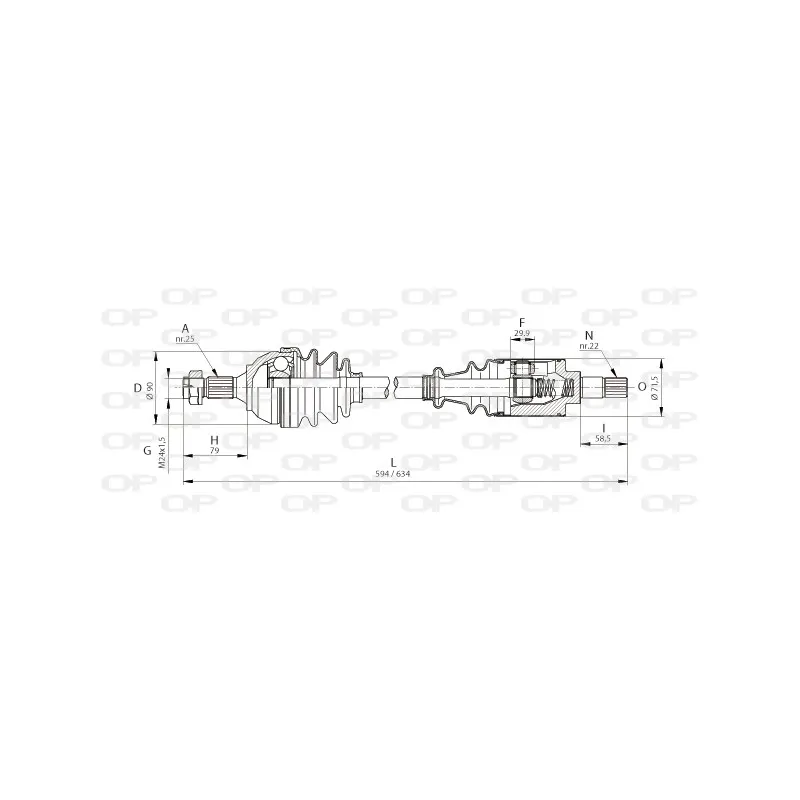 Arbre de transmission avant gauche OPEN PARTS DRS6040.00