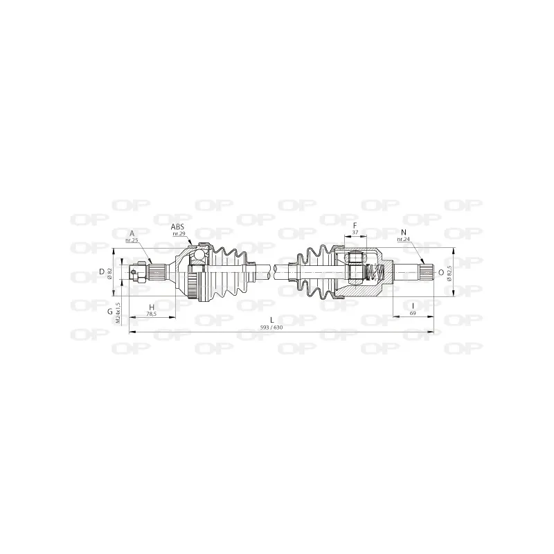 Arbre de transmission avant gauche OPEN PARTS DRS6044.00