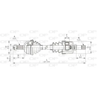 Arbre de transmission avant gauche OPEN PARTS DRS6050.00