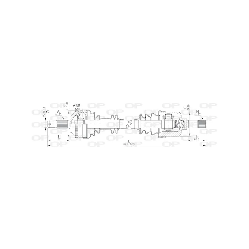 Arbre de transmission avant gauche OPEN PARTS DRS6052.00