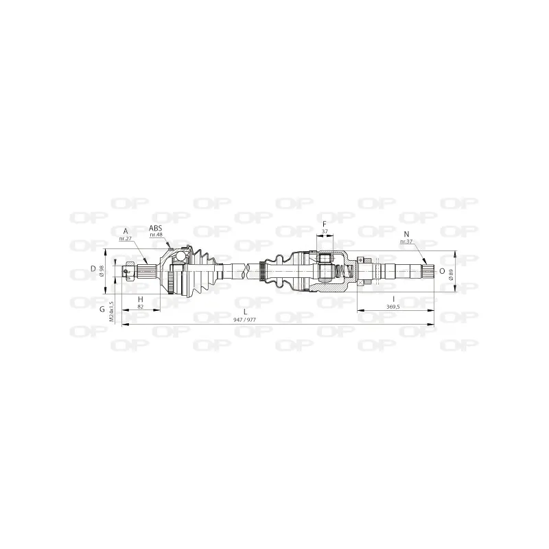 Arbre de transmission avant droit OPEN PARTS DRS6053.00