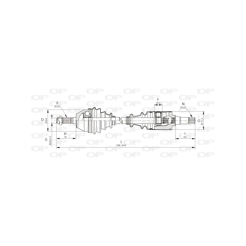 Arbre de transmission avant droit OPEN PARTS DRS6085.00