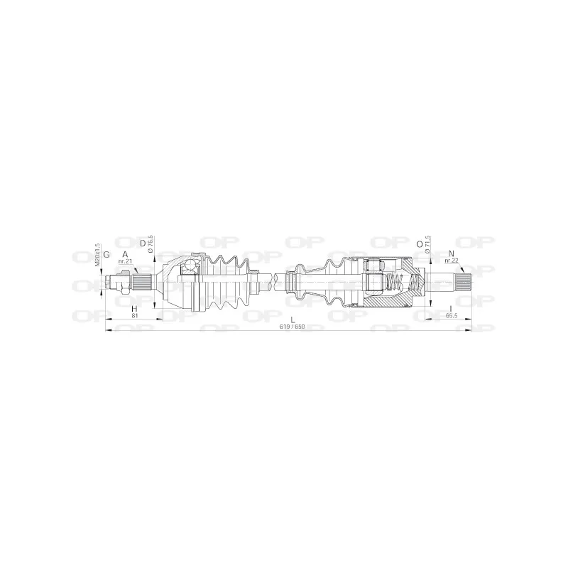 Arbre de transmission avant gauche OPEN PARTS DRS6086.00