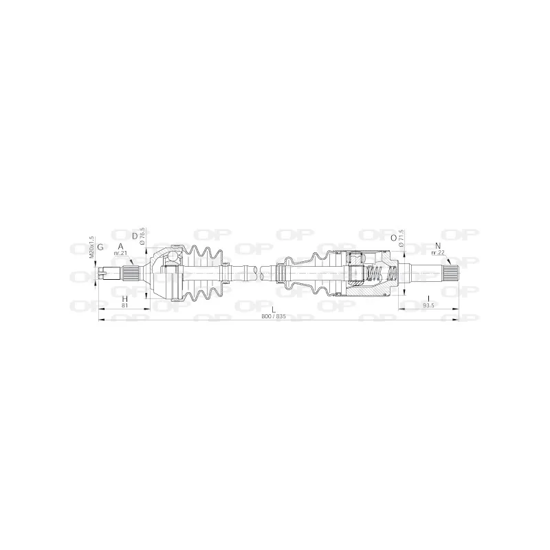 Arbre de transmission avant droit OPEN PARTS DRS6087.00