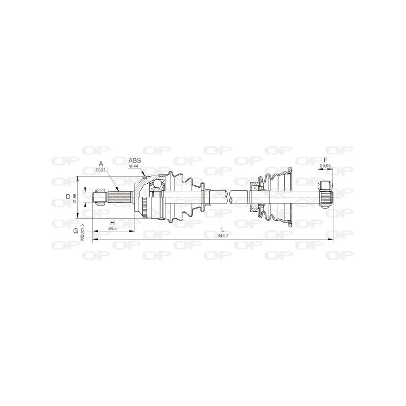 Arbre de transmission avant gauche OPEN PARTS DRS6100.00