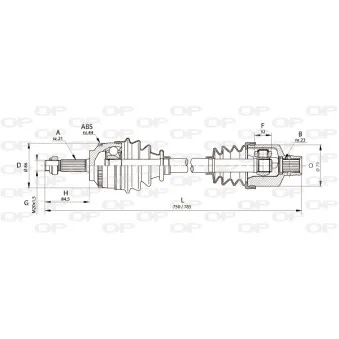 Arbre de transmission avant droit OPEN PARTS DRS6101.00