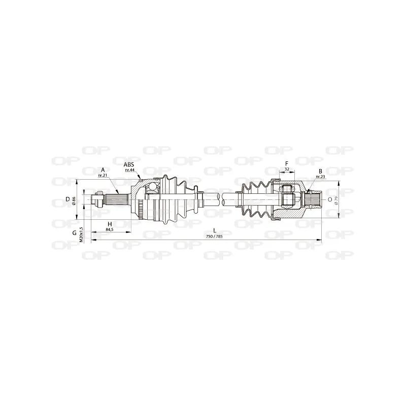 Arbre de transmission avant droit OPEN PARTS DRS6101.00