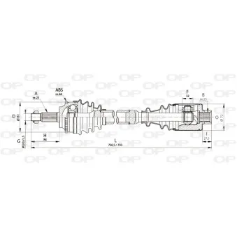 Arbre de transmission avant droit OPEN PARTS DRS6111.00