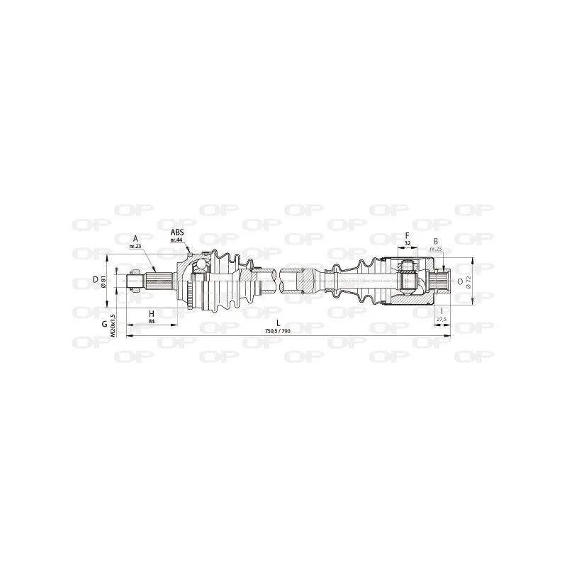 Arbre de transmission avant droit OPEN PARTS DRS6111.00
