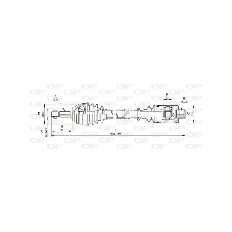 Arbre de transmission avant droit OPEN PARTS DRS6113.00