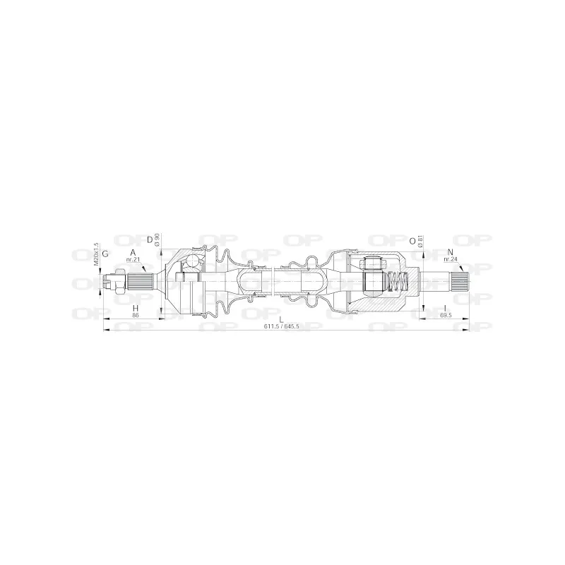 Arbre de transmission avant gauche OPEN PARTS DRS6123.00