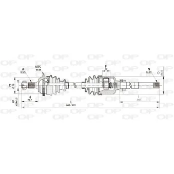 Arbre de transmission avant droit OPEN PARTS DRS6130.00