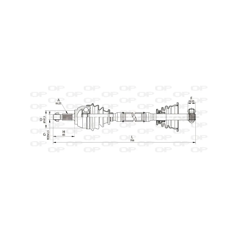 Arbre de transmission avant gauche OPEN PARTS DRS6131.00