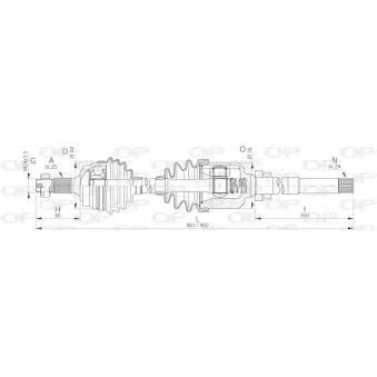 Arbre de transmission avant droit OPEN PARTS DRS6133.00