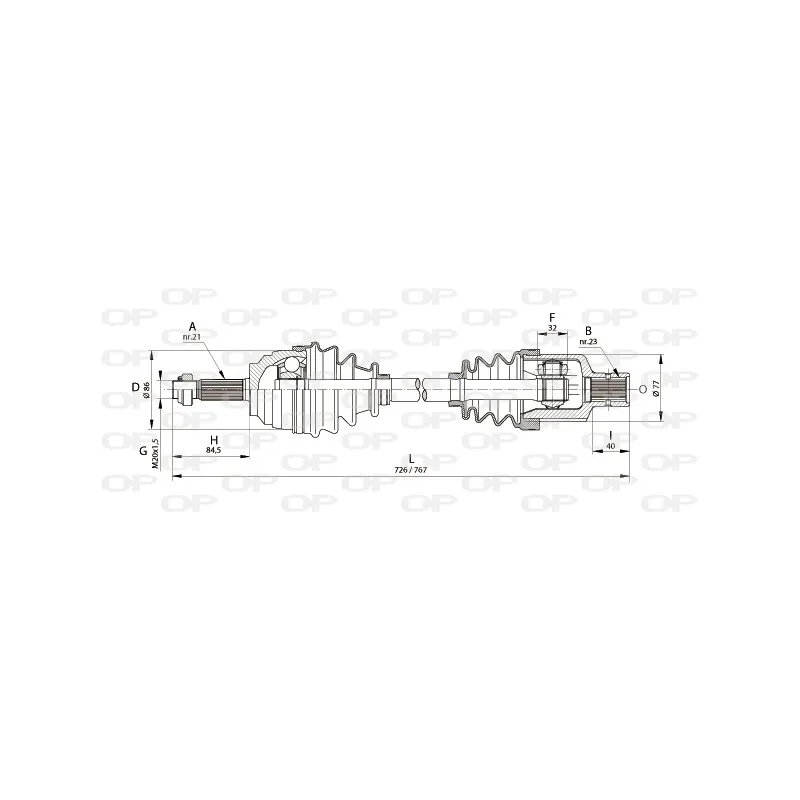 Arbre de transmission avant droit OPEN PARTS DRS6134.00