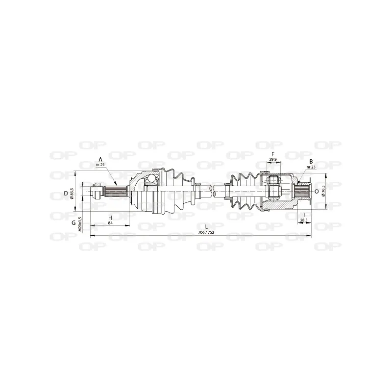 Arbre de transmission avant droit OPEN PARTS DRS6136.00