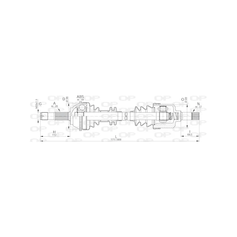 Arbre de transmission avant gauche OPEN PARTS DRS6137.00