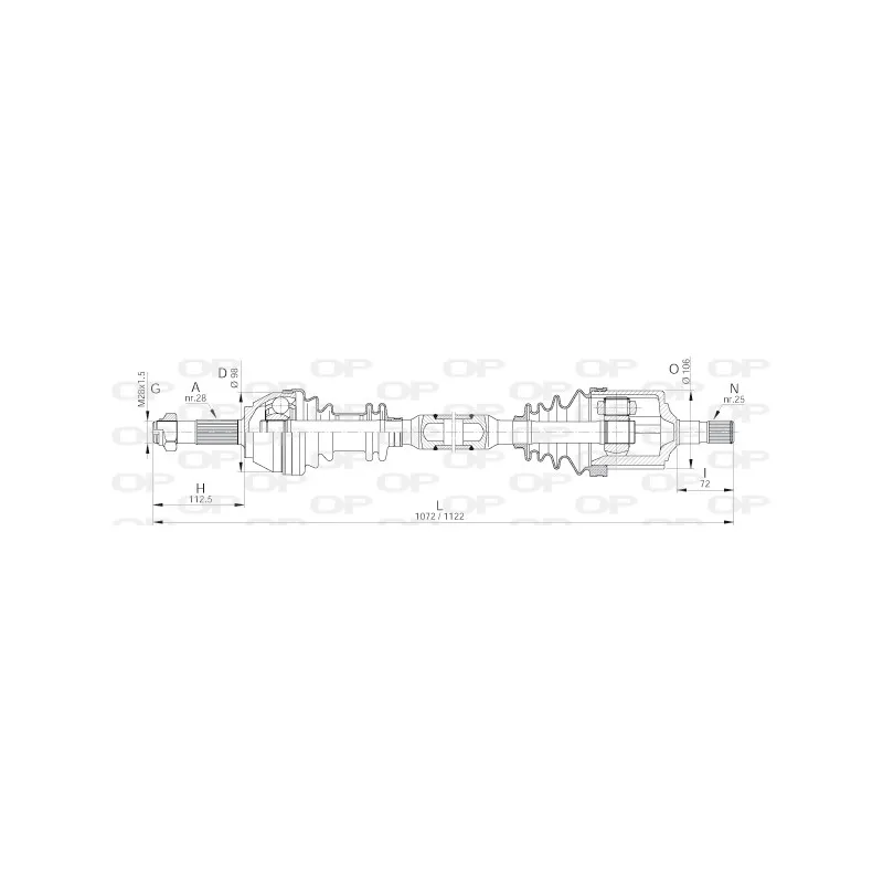 Arbre de transmission avant droit OPEN PARTS DRS6139.00