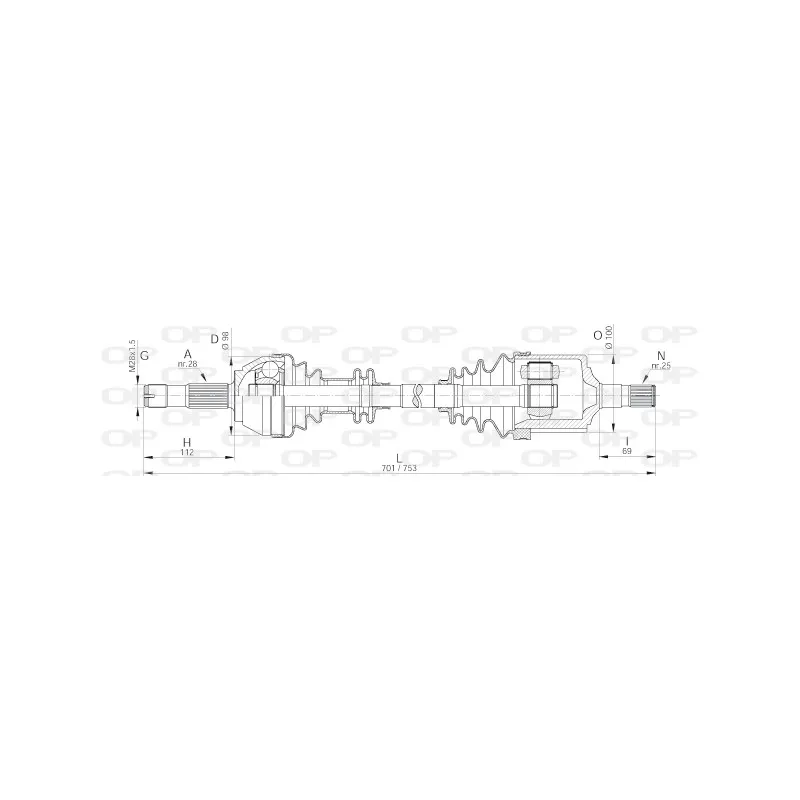 Arbre de transmission avant gauche OPEN PARTS DRS6141.00