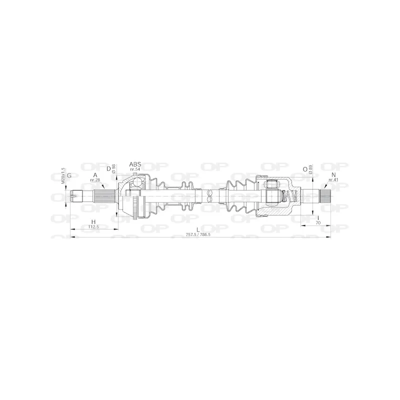 Arbre de transmission avant gauche OPEN PARTS DRS6143.00