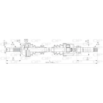 Arbre de transmission avant droit OPEN PARTS DRS6144.00
