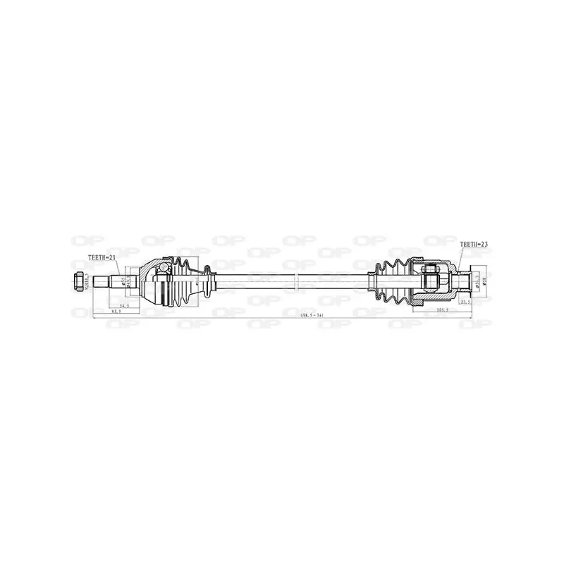 Arbre de transmission avant droit OPEN PARTS DRS6147.00