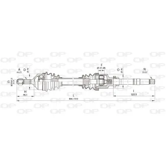 Arbre de transmission avant droit OPEN PARTS DRS6154.00