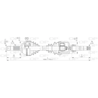 Arbre de transmission avant droit OPEN PARTS DRS6156.00