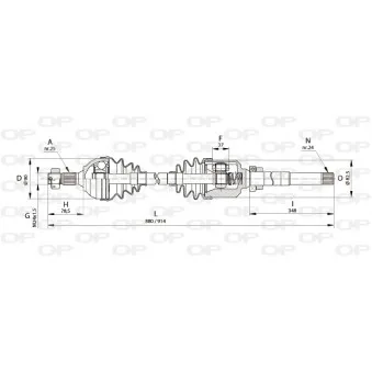 Arbre de transmission avant droit OPEN PARTS DRS6158.00