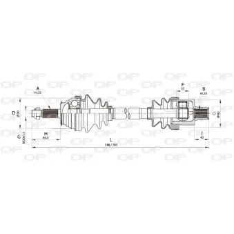 Arbre de transmission avant droit OPEN PARTS DRS6164.00