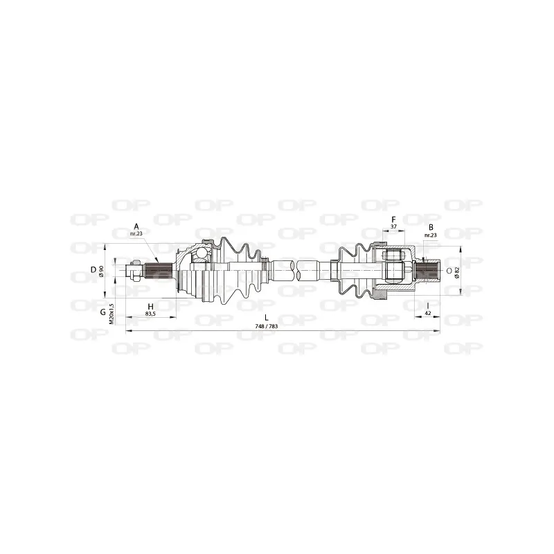 Arbre de transmission avant droit OPEN PARTS DRS6164.00