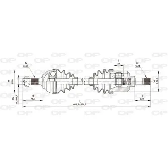 Arbre de transmission avant gauche OPEN PARTS DRS6165.00