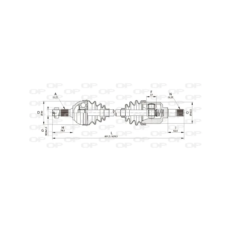 Arbre de transmission avant gauche OPEN PARTS DRS6165.00